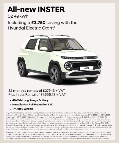 Promotional image of a Hyundai electric SUV, highlighting a £3,750 grant saving.